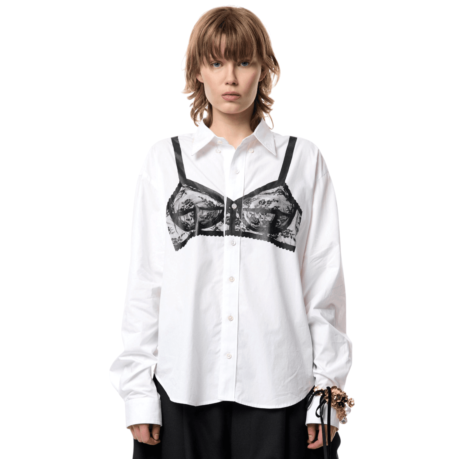 Vaquera - Women's Trompe L'Oeil Bra Button Down Off-White vaquera nyc buy online europe dover street market brand