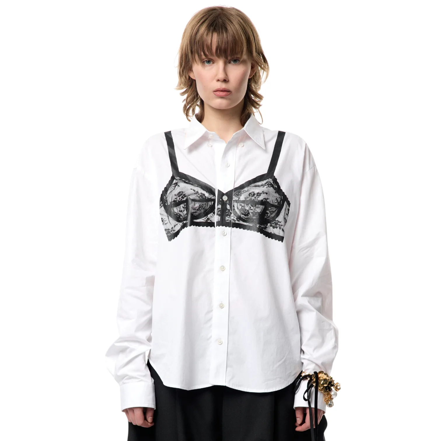 Vaquera - Women's Trompe L'Oeil Bra Button Down Off-White vaquera nyc buy online europe dover street market brand