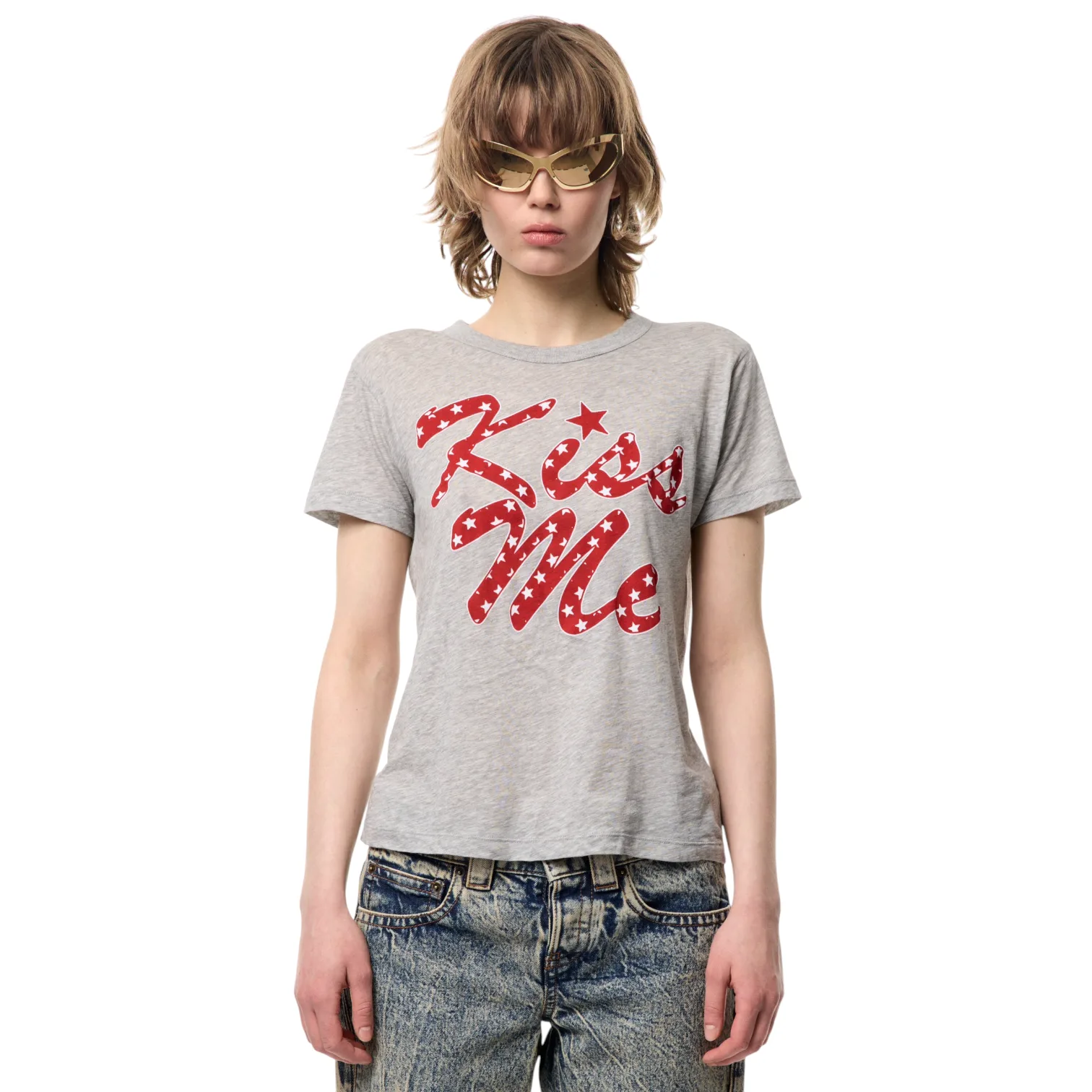 Vaquera Women's Kiss Me T Shirt Grey vaquera nyc buy online europe dover street market