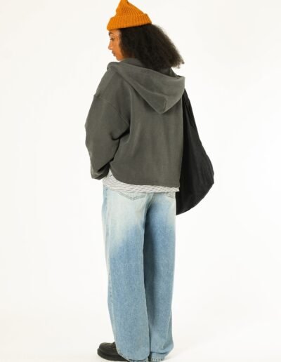 Estudio Niksen - Boxy Zip-up Hoodie Charcoal crop cropped