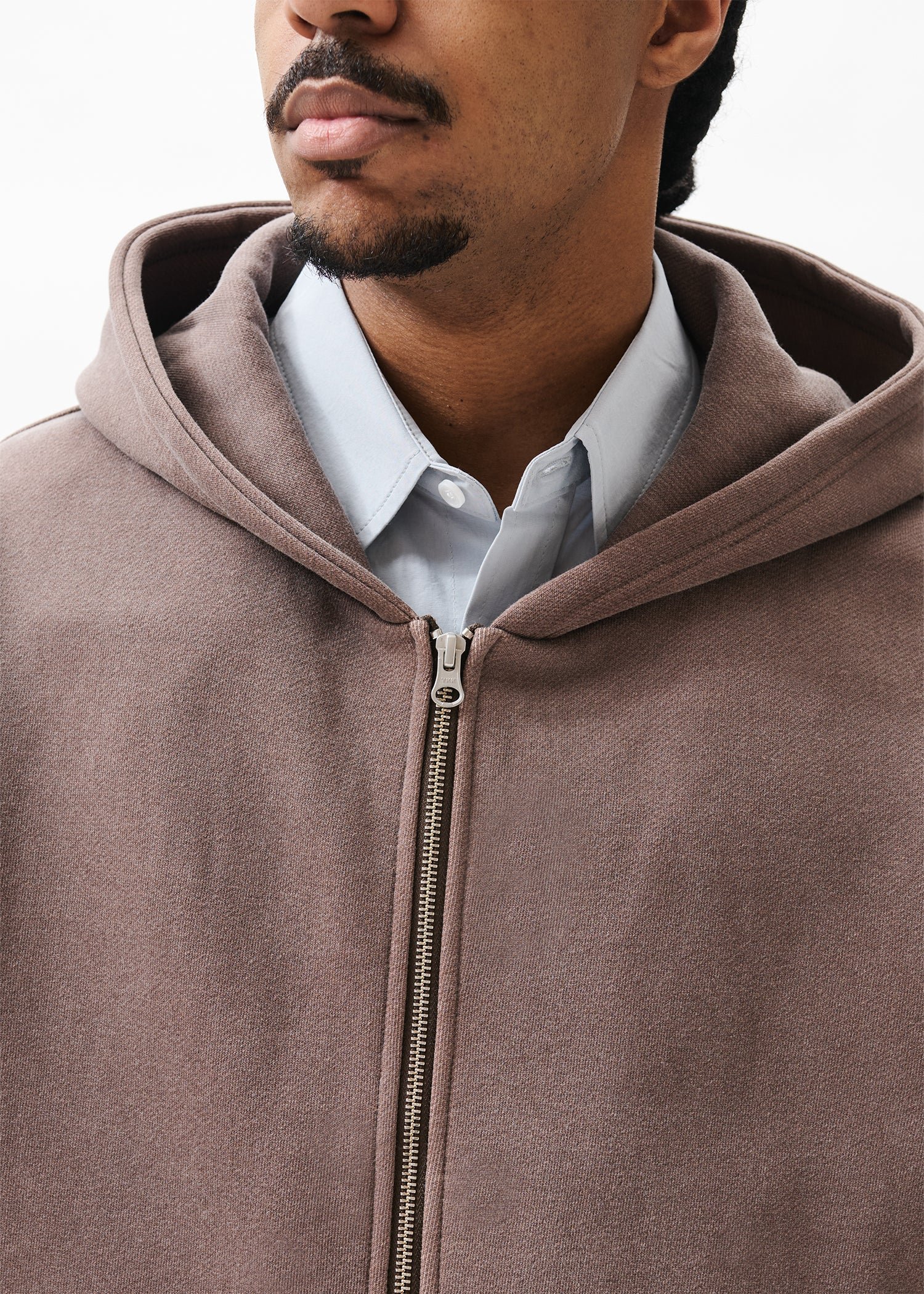 Estudio Niksen - Boxy Zip-up Hoodie Light Brown crop cropped