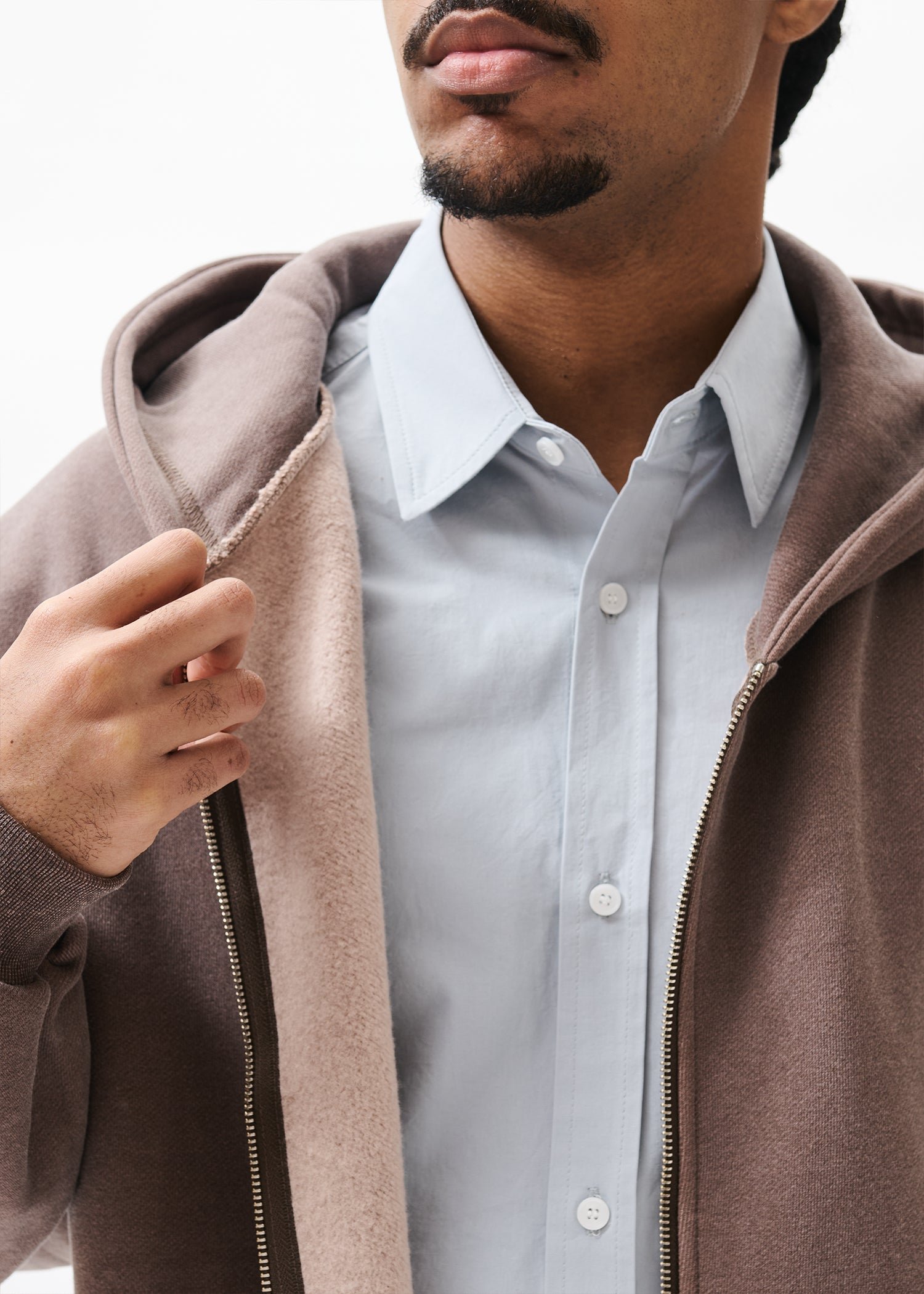 Estudio Niksen - Boxy Zip-up Hoodie Light Brown crop cropped