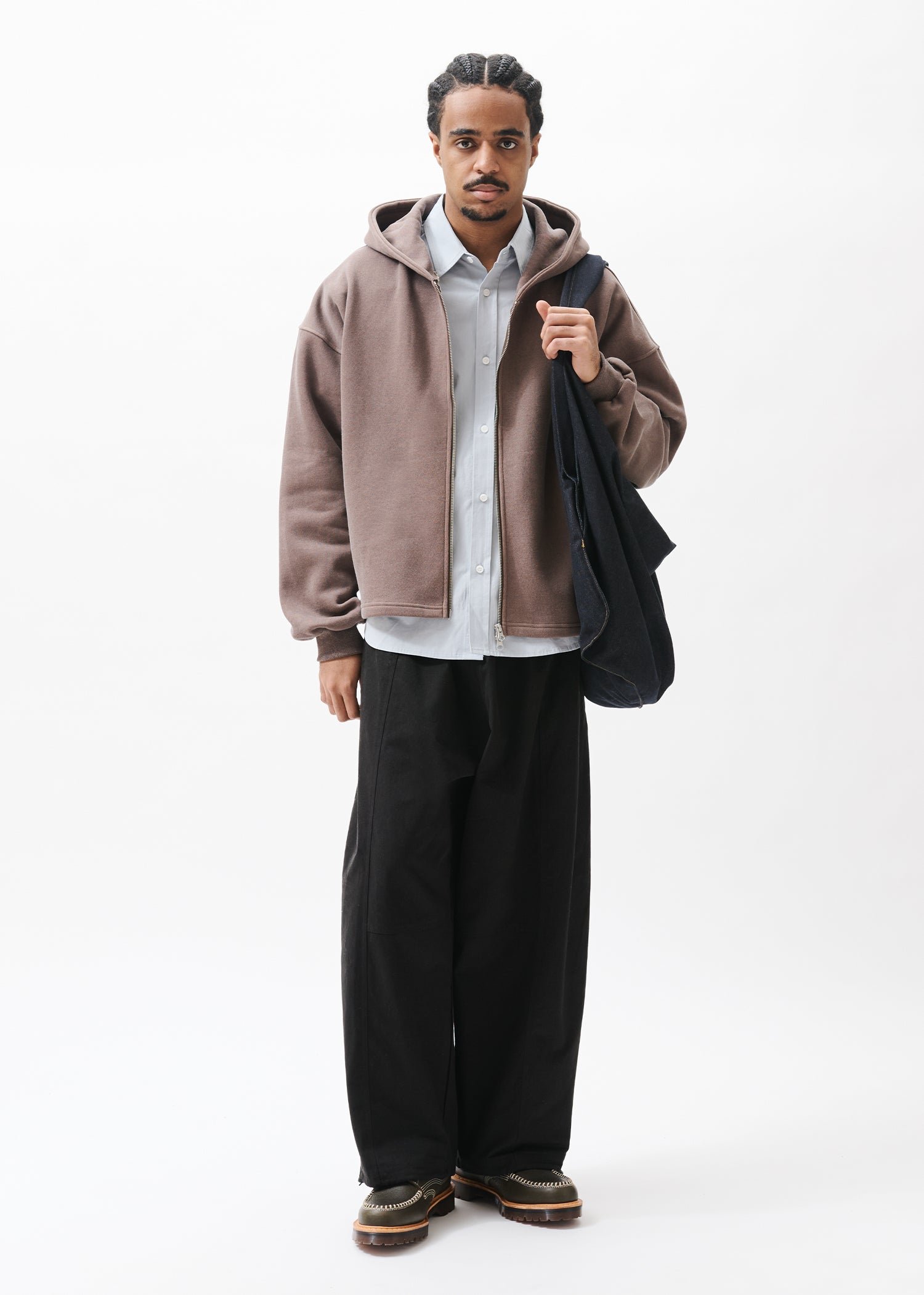 Estudio Niksen - Boxy Zip-up Hoodie Light Brown crop cropped