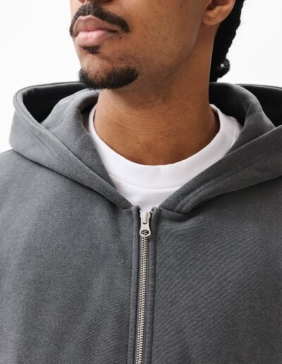 Estudio Niksen - Boxy Zip-up Hoodie Charcoal crop cropped