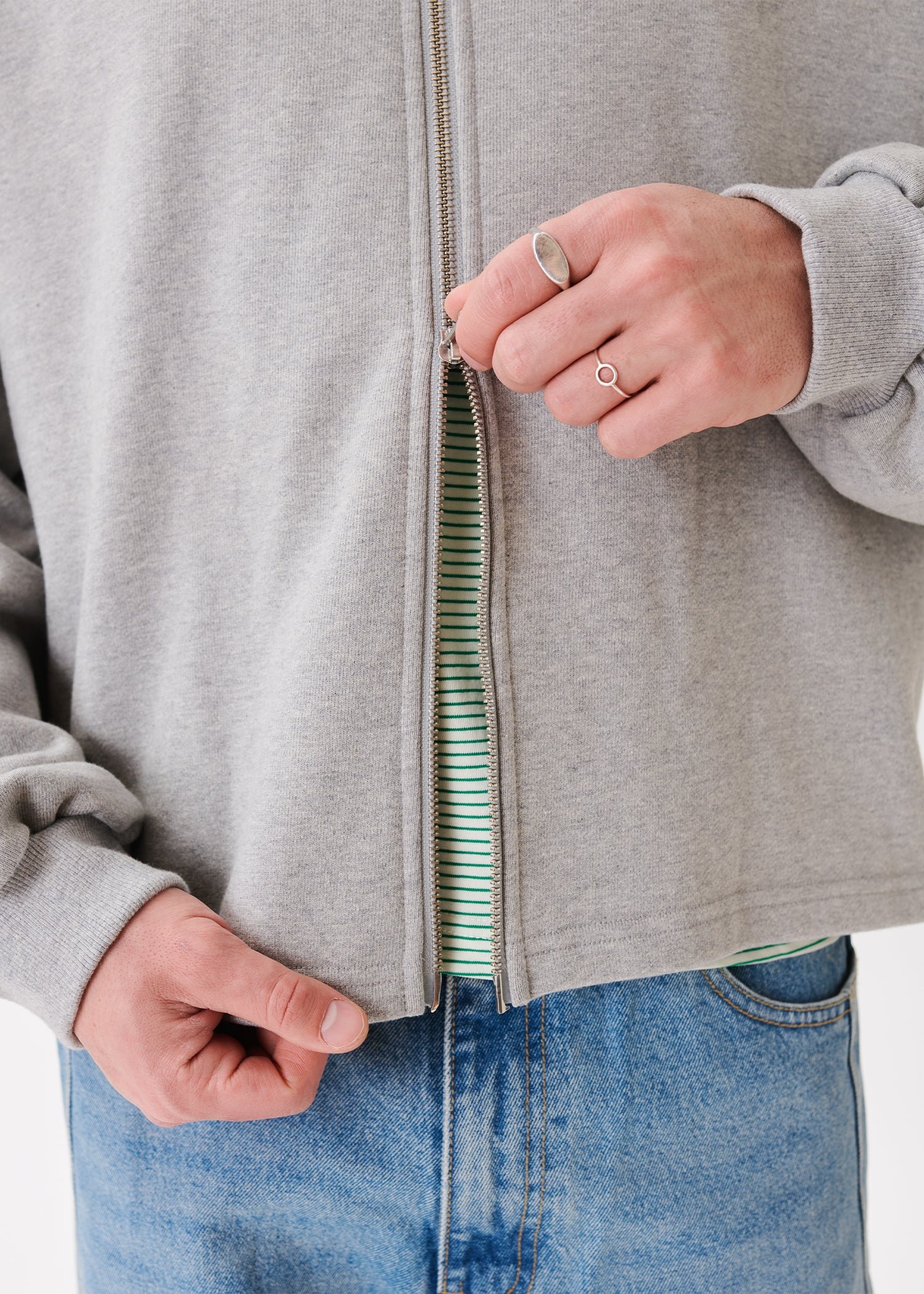 Estudio Niksen - Boxy Zip-up Hoodie Light grey crop cropped