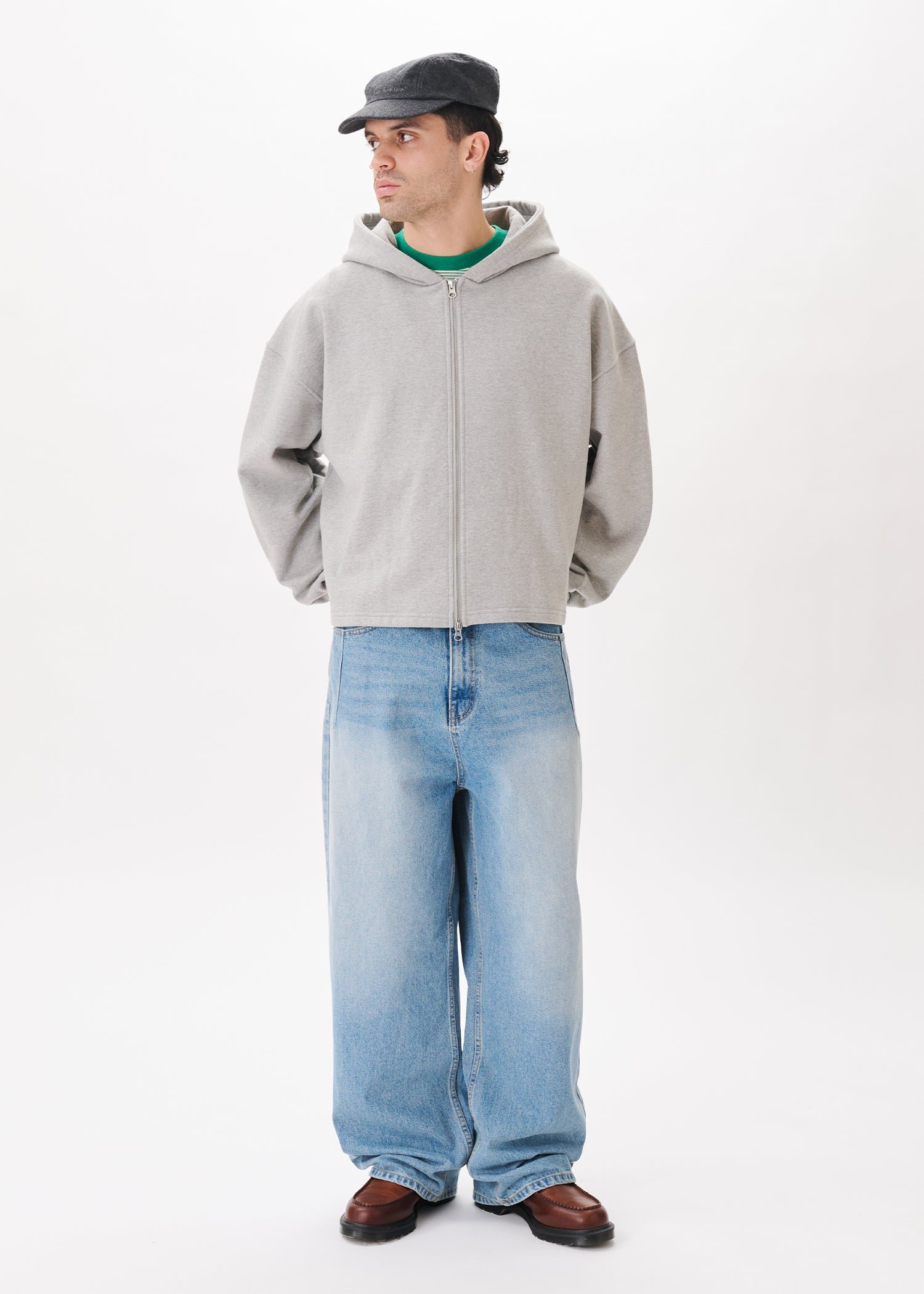 Estudio Niksen - Boxy Zip-up Hoodie Light grey crop cropped