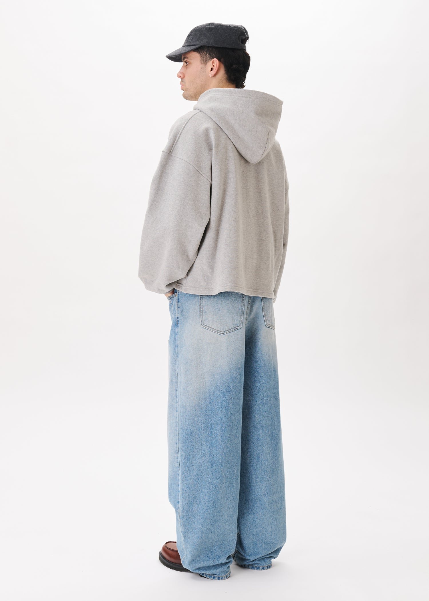 Estudio Niksen - Boxy Zip-up Hoodie Light grey crop cropped