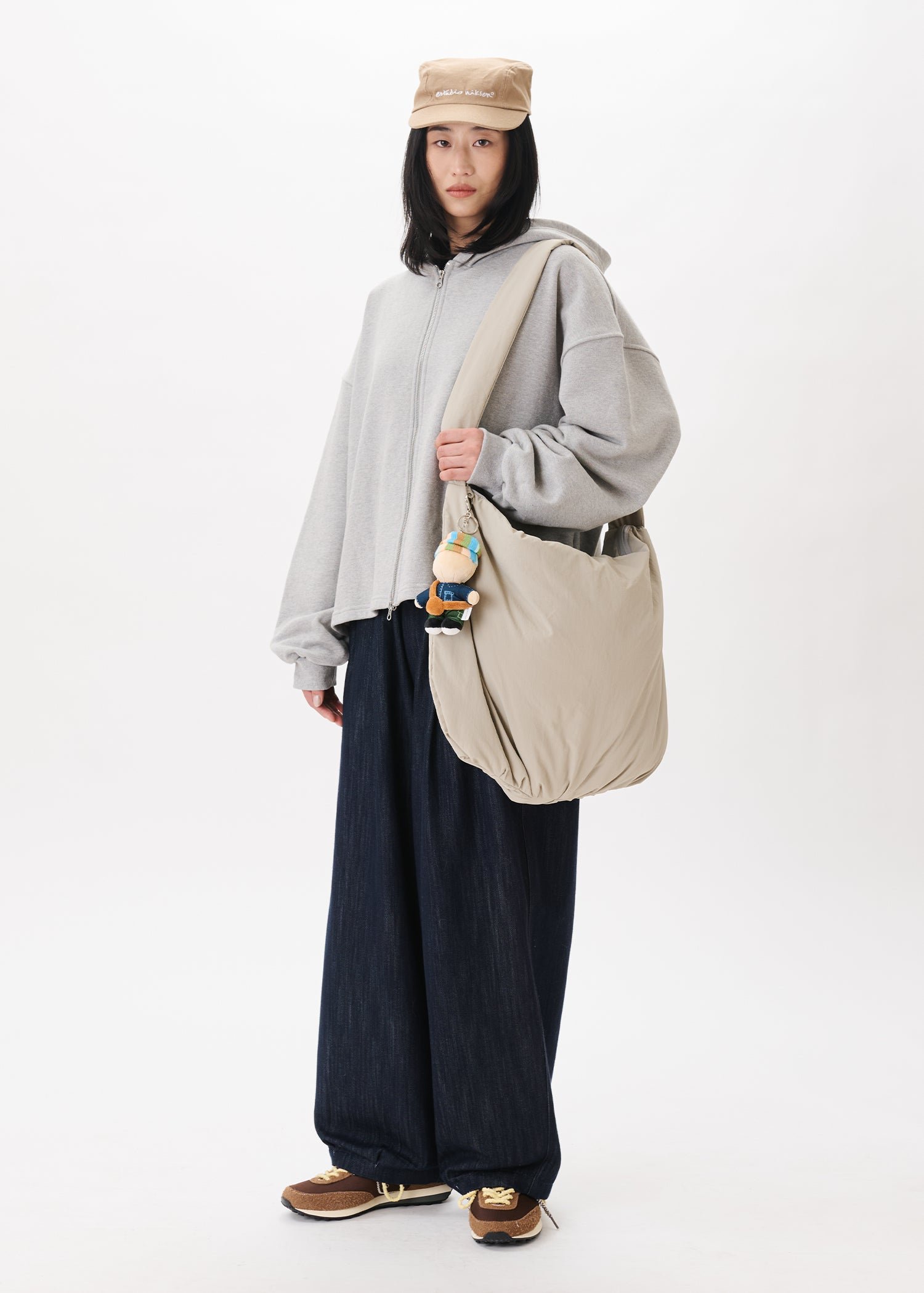 Estudio Niksen - Boxy Zip-up Hoodie Light grey crop cropped