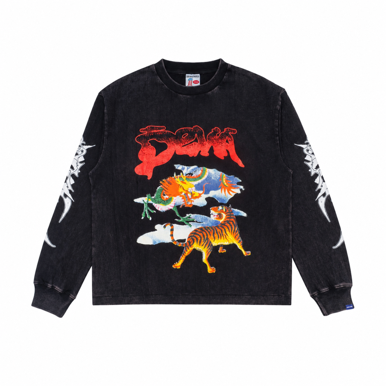 Devá States - Menace L/S Gfx T-Shirt Washed Black